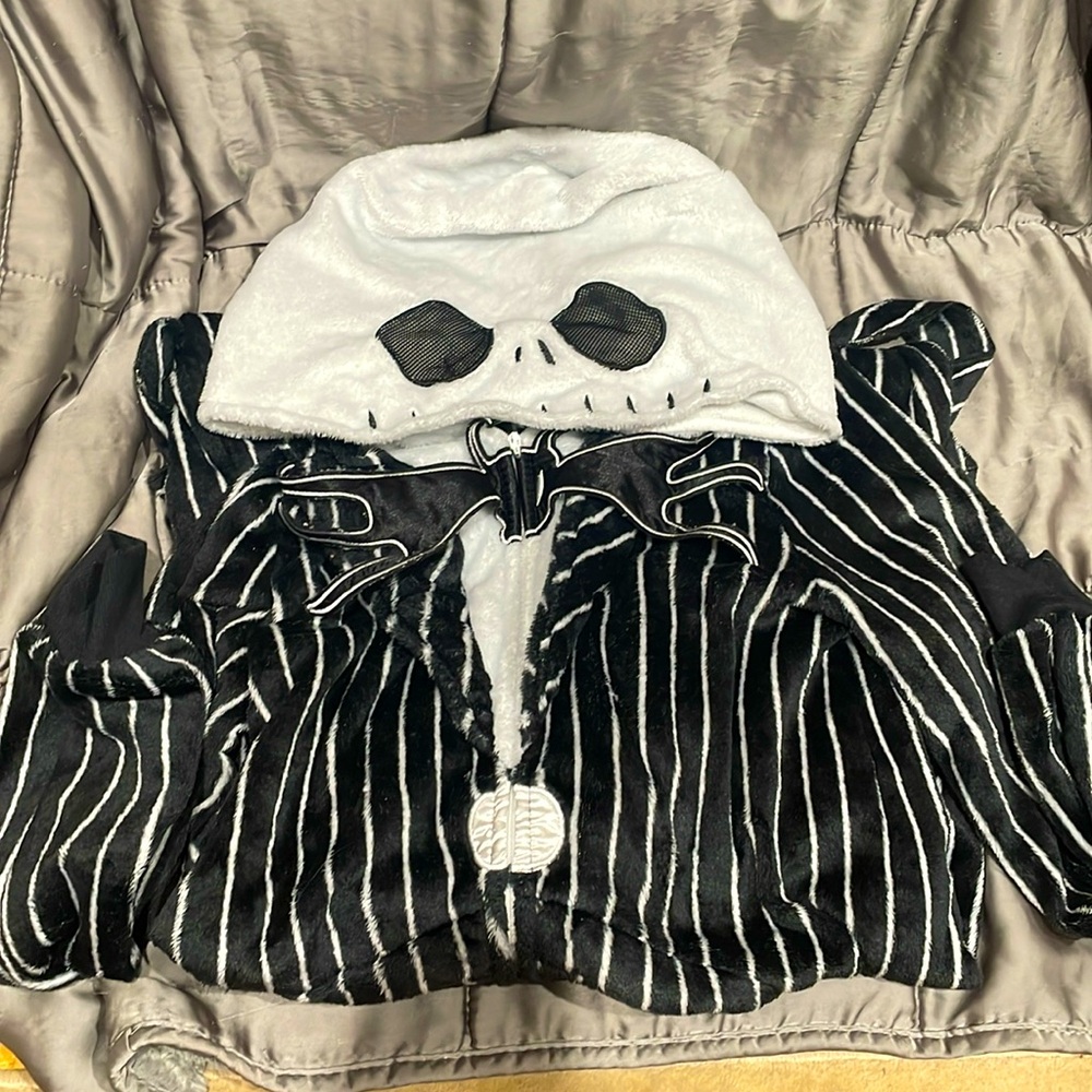 Zip up Jack skellington nightmare before Christmas plush onesie